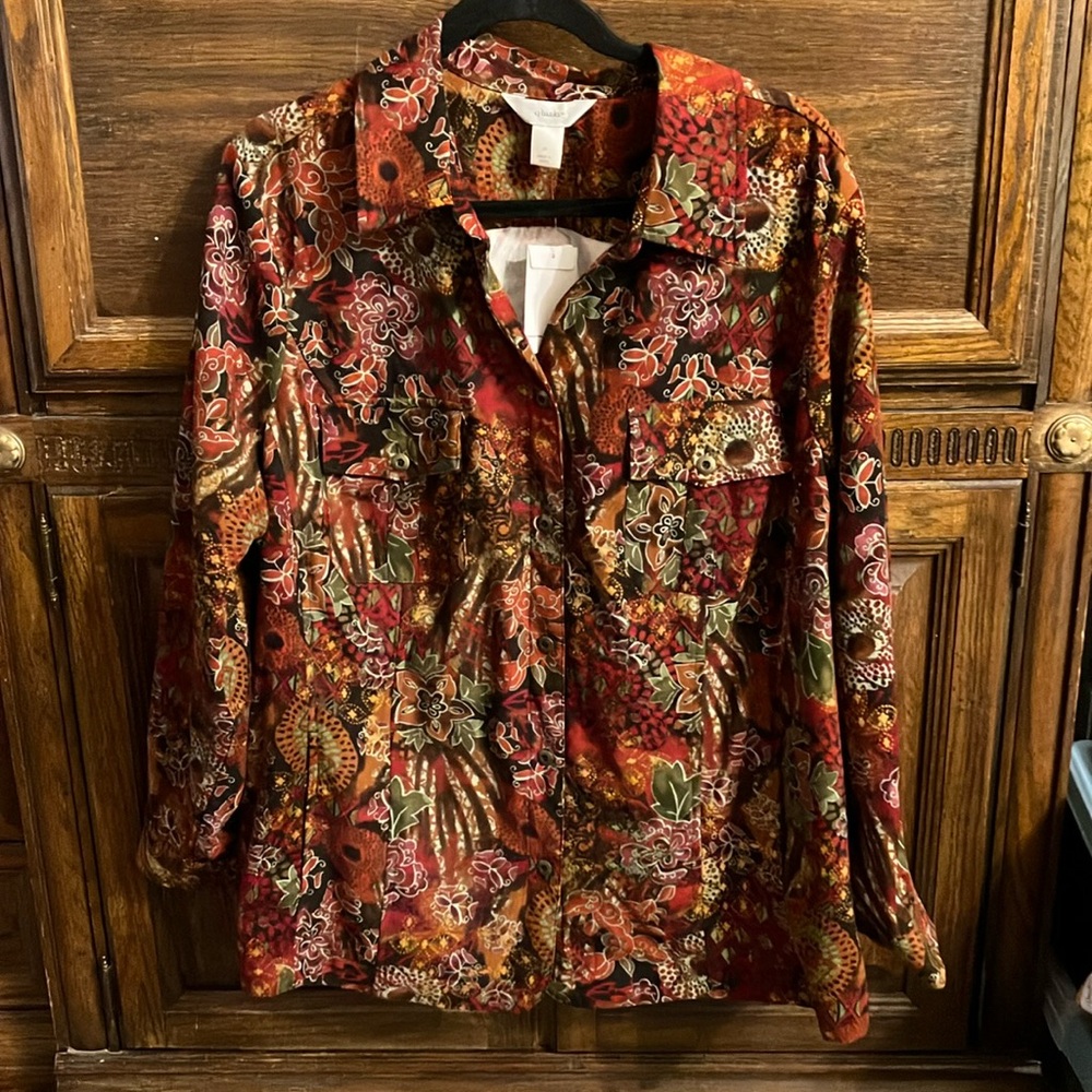 3x CJ Banks Faux Suede Autumn Floral Blouse